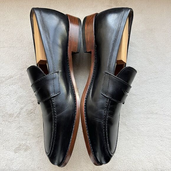 Johnston Murphy Black Leather Slip On Penny Loafer Men 11 Casual Classic Preppy - Picture 5 of 16